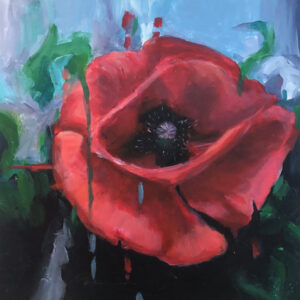 An acrylic painting by artist Eleanor Hodgson, called Poppy 2