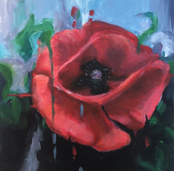 An acrylic painting by artist Eleanor Hodgson, called Poppy 2