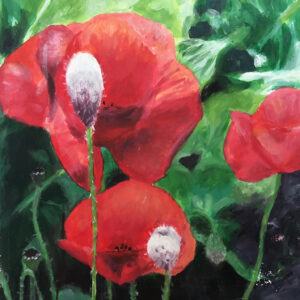 An acrylic painting by artist Eleanor Hodgson, called Poppy 4